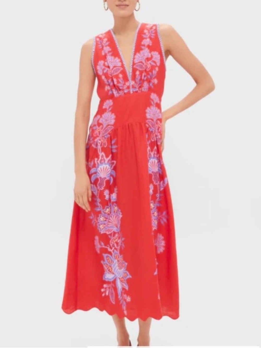 Farm Rio Porcelain Red Midi Dress - Picture 3 of 10